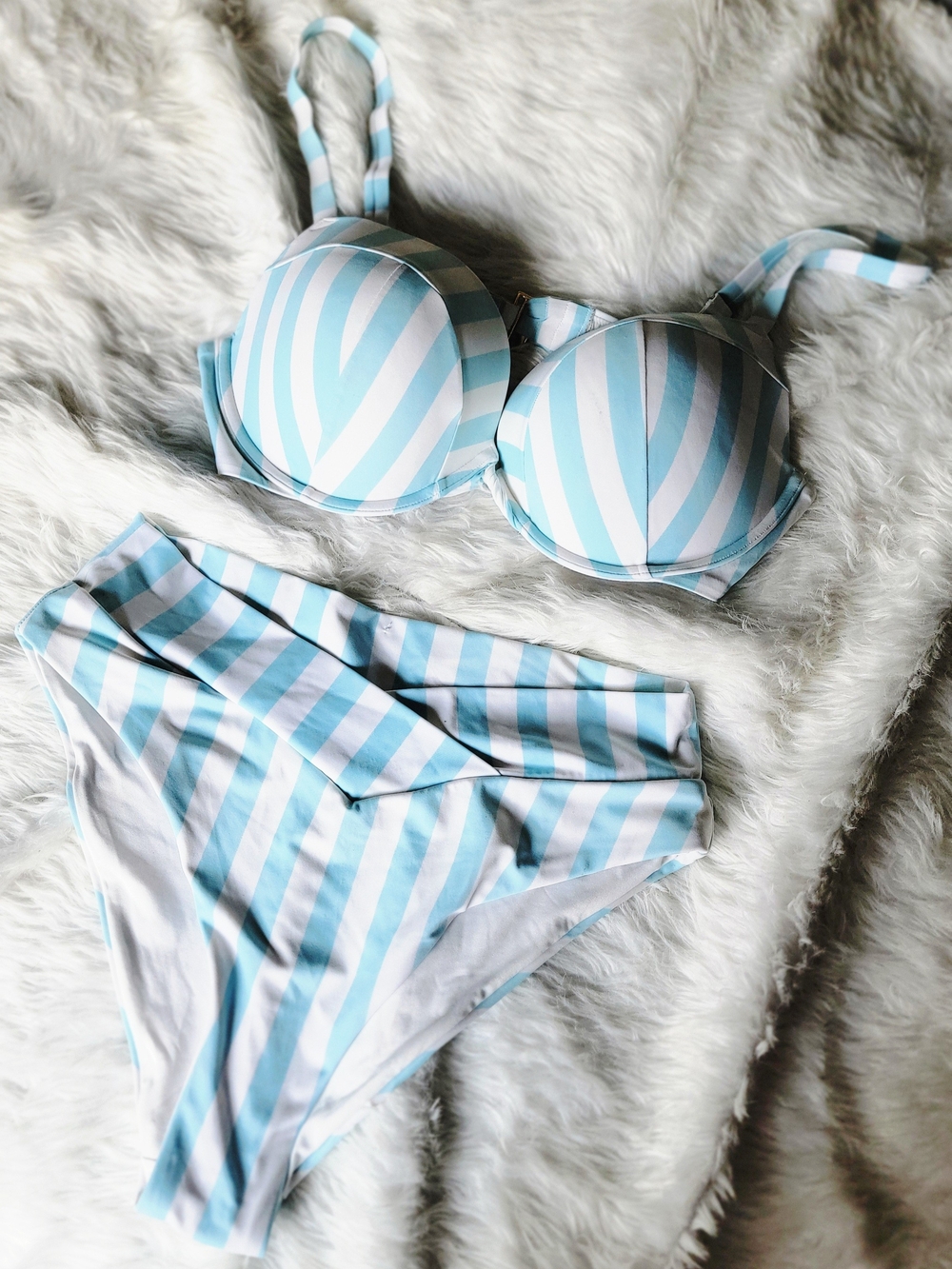 Victoria's Secret White And Blue Striped Bikini